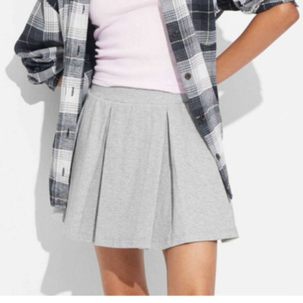 Wild Fable Heather Gray Pleated Skater Skirt with Shorts Size XXS NWTO